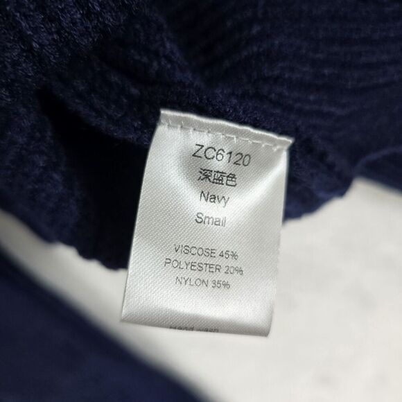 Cold Shoulder Sweater Women Small Blue Off the Shoulder Pullover Oversized Top - Picture 5 of 8